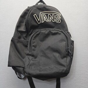 Vans Black Canvas Classic Backpack embroidered logo school travel